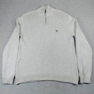 Rodd & Gunn Mens XL Quarter Zip Cotton Sweater Light Gray Ribbed Mock Neck